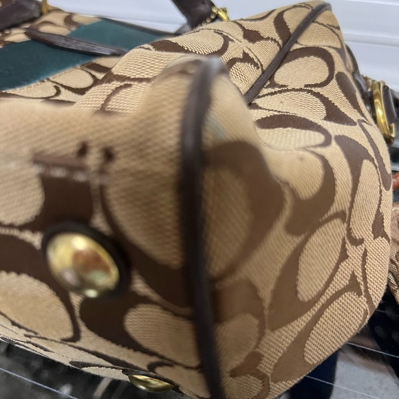 Coach Teal Stripe Signature C Handbag - Picture 3 of 5